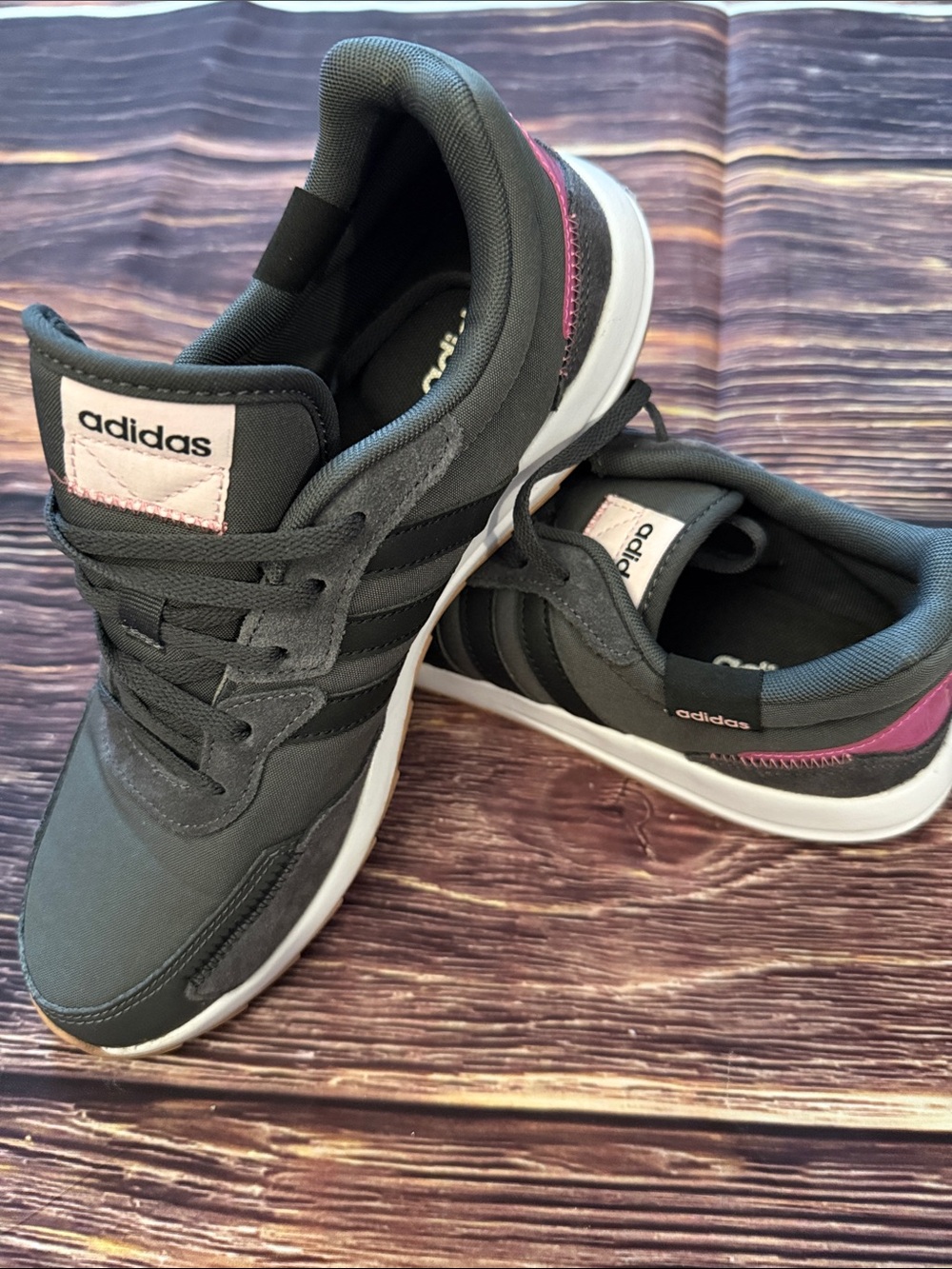 adidas Women's Dark Gray and Pink Casual Sneakers